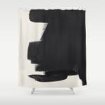 mid century modern minimalist abstract art brush strokes black white ink art colorfield shower curtain 0