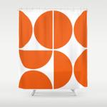mid century modern orange square shower curtain 0