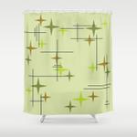 mid century modern stars chartreuse shower curtain 0