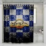 milwaukee brewers gliiter logo shower curtains 0