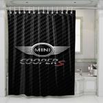 mini cooper s carbon logo shower curtains 0