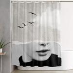 minimal collage silence shower curtain 0