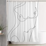 minimal line art one line female figure i shower curtain 0