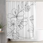 minimal line art woman face ii shower curtain 0