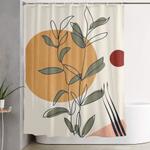 minimal line young leaves shower curtain 0