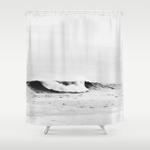 minimalist black and white ocean wave photograph shower curtain 0