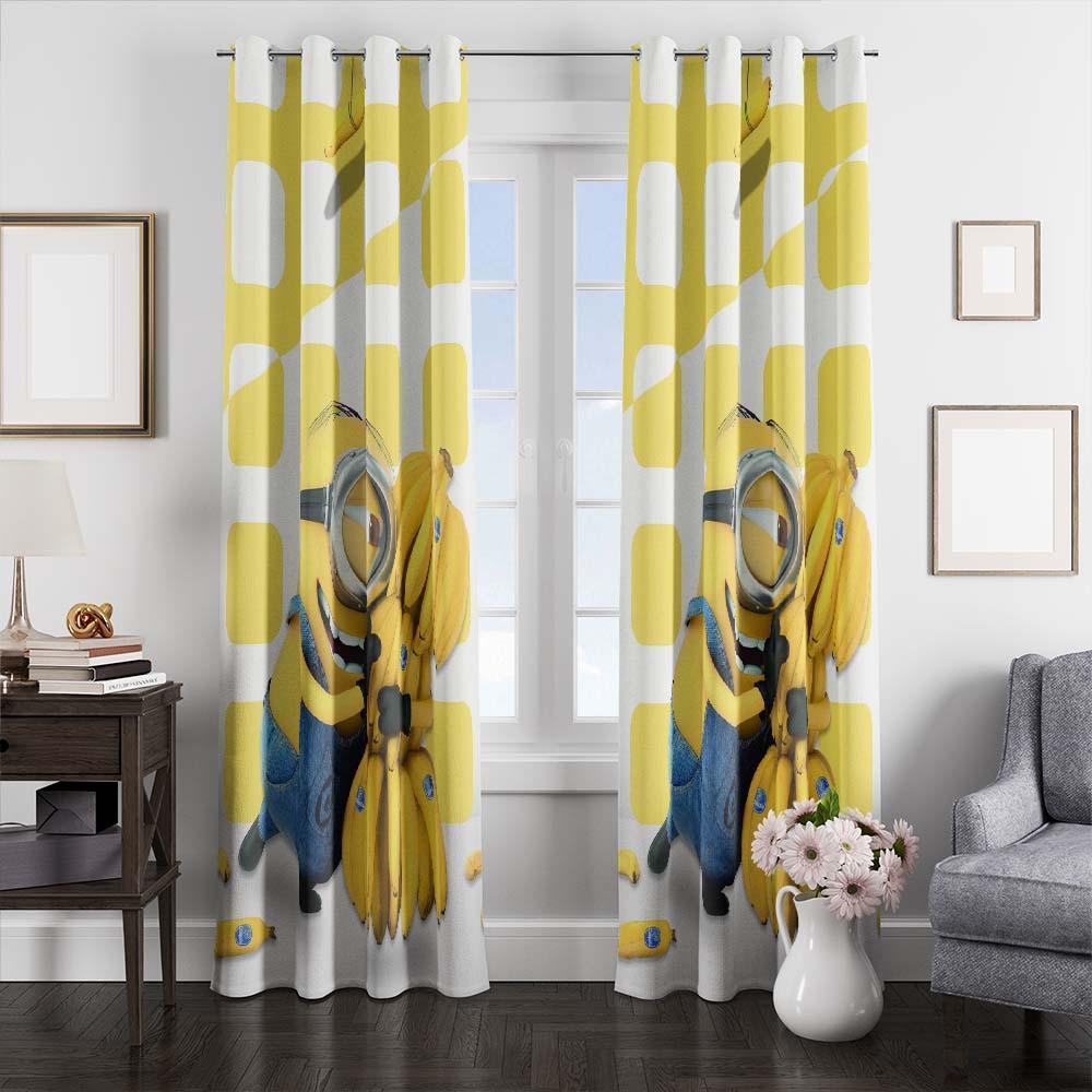 Minion And Banana Window Curtain Best Gift For Room Decorations minion and banana window curtains 0