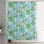 mint green succulents shower curtain 0