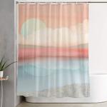 mint moon beach shower curtain 0