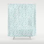 mint watercolor dots aqua teal mint blue shower curtain 0