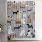 mixed dog lots of dogs dog lovers rescue dog art print pattern grey poodle shepherd akita corgi shower curtain 0