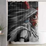 miyazakis mononoke hime digital painting the wolf princess warrior color variation shower curtain 0