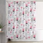 mod floral pink gray shower curtain 0