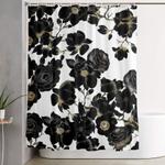 modern elegant black white and gold floral pattern shower curtain 0