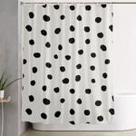 modern polka dots black on light gray shower curtain 0
