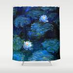 monet water lilies 1899 blue teal shower curtain 0