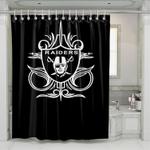 monochrome of oakland raiders shower curtains 0