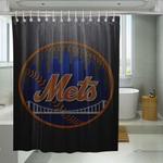 monochrome wood mets logo shower curtains 0