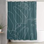 monstera no2 teal shower curtain 0