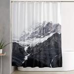 moody snow capped mountain peaks nature photography shower curtain 0