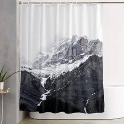Moody Snow Capped Mountain Peaks - Nature Photography Shower Curtain