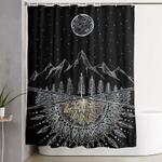 moon and stars night sky mountain range arrow mandala shower curtain 0