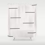 mudcloth white black dashes shower curtain 0