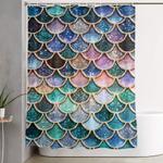 multicolor pink and aqua mermaid scales beautiful abstract glitter pattern shower curtain 0