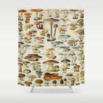 mushrooms vintage scientific illustration french language encyclopedia lithographs educational shower curtain 0