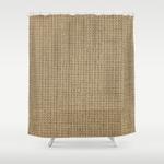 natural woven beige burlap sack cloth shower curtain 0