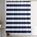 nautical navy blue and white stripes shower curtain 0