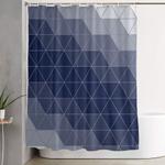 navy blue triangles minimal shower curtain 0