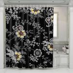 negative grey floral ornament shower curtains 0