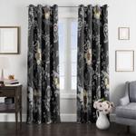 negative grey floral ornament window curtain 0