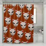 neko mask demon slayer shower curtains 0