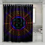 neon wave dark circle shower curtains 0