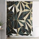 new art deco geometric pattern emerald green and gold shower curtain 0