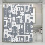 new york city in the shadow shower curtains 0