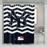 new york yankees blue chevron pattern shower curtains 0