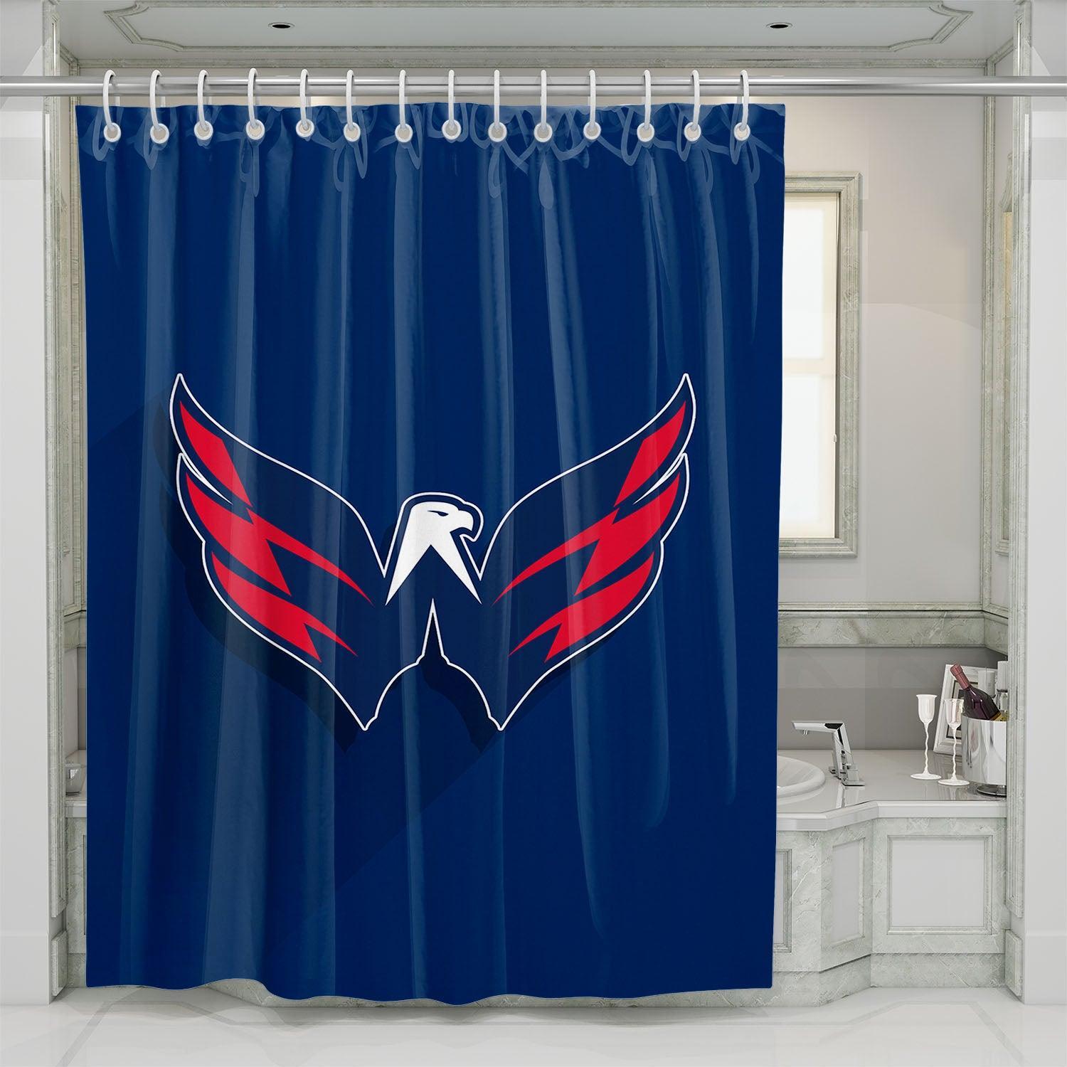 Nhl Team Vector Logo Blue Red Shower Curtain Set For Bathroom Decor Gift For Friends nhl team vector logo blue red shower curtains 0