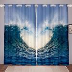 ocean heart waves landscape sea window curtain happy valentines day blackout window curtains 100 polyester 41 7 107 9 0