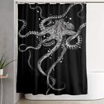 octopus black shower curtain 0