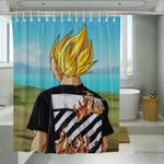 off white x vegeta dragon ball shower curtains 0