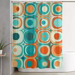 orange and turquoise dots shower curtain 0