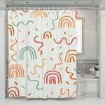 orange curves rainbow pattern shower curtains 0