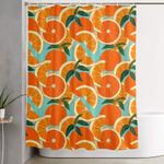 orange harvest blue shower curtain 0