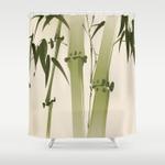 oriental style painting bamboo branches shower curtain 0