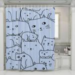 outline of cats expressions illustration shower curtains 0