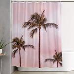 palm tree photography landscape sunset unicorn clouds blush millennial pink shower curtain 0