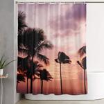 palm tree sunset shower curtain 0